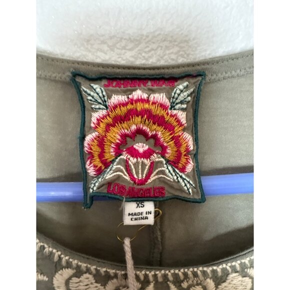 NWT Johnny Was Letty Olive Green Embroidered Woven Tunic Top Size XS - Picture 3 of 10